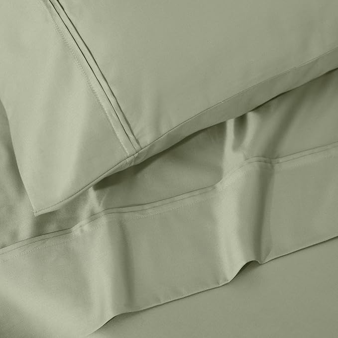 1200 Thread Count 100% Egyptian Cotton, Soft and Breathable, 2-Piece King Pillowcase Set Solid, Sage