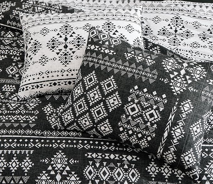 Geniospin King Size Comforter Set- 7 Pieces Boho Bed in a Bag, Western Bedding Set for All Seasons, Reversible Aztec Bedding, Lightweight Comforter Bed Set with Sheets, Pillowcases & Shams