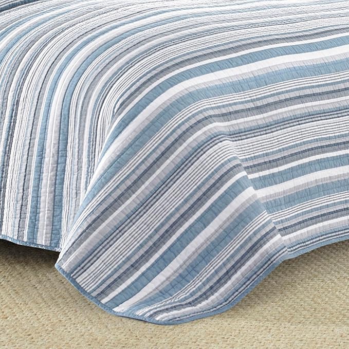 Nautica - King Quilt Set, Soft & Breathable Cotton Bedding with Medium Weight Feel, Reversible 3 Piece Bed Set with Matching Pillowcase (Jettison Grey)