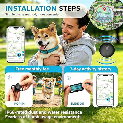 GPS Pet Tracker for Dogs & Cats | Apple Find My Compatible | No Monthly Fee | IP68 Waterproof | Real-Time Location Tracking