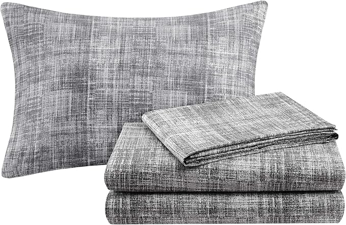 Madison Park Essentials Full Comforter Set, Bed in a Bag Full, Watercolor Print Coastal Comforter & Chambray Cotton Sheet Set, All Season Bedding Set, Saben, Taupe Full (78 in x 86 in) 9 Piece
