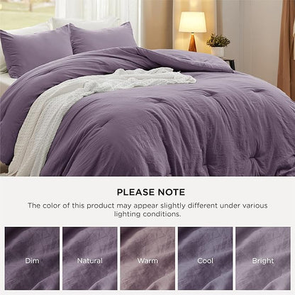 Bedsure Oversized King Comforter Set, Grayish Purple Soft Prewashed Bedding for All Seasons, 3 Pieces GentleSoft™ Bed Set, 1 Lightweight Comforter (120"x98") and 2 Pillowcases (20"x36")