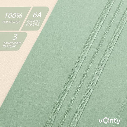 Vonty 2 Pack King Pillow Cases - 20x40 Inch, 1800 Thread Count Microfiber Pillowcases King Size Sage Green Pillow Cases Luxury & Soft Embroidered Bed Pillow Covers with Envelope Closure