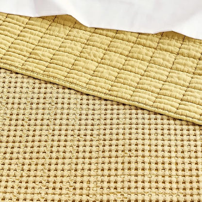 Levtex Home Mills Waffle Twin Bedspread Set (84x104in) with 1 Pillow Sham (26x20in) - Ochre - Cotton Waffle Twin Size Bedspread Set - Lightweight, Soft, Pre-Washed