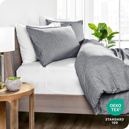 Bare Home Bedding Duvet Cover Twin/Twin Extra Long Size - Premium 1800 Super Soft Collection - Lightweight, Soft Textured Duvet Cover (Twin/Twin XL, Heathered Charcoal)