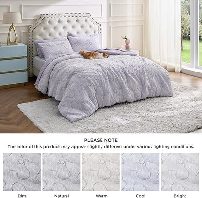 Bedsure Purple King Size Comforter Set, GentleSoft™ 3 Pieces Breathable Bow Comforter Set Women with 2 Pillow Shams, Cute King Bedding Set Purple Room Decor Aesthetic Bedroom Decor, 104x90 Inches