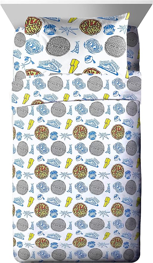 Jay Franco Nickelodeon Teenage Mutant Ninja Turtles Twin Comforter Set - 5 Piece Bedding Includes Sheet Set & Pillow Covers - Super Soft Mutant Mayhem Microfiber Bed Set