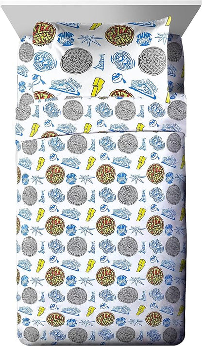 Jay Franco Nickelodeon Teenage Mutant Ninja Turtles Twin Comforter Set - 5 Piece Bedding Includes Sheet Set & Pillow Covers - Super Soft Mutant Mayhem Microfiber Bed Set