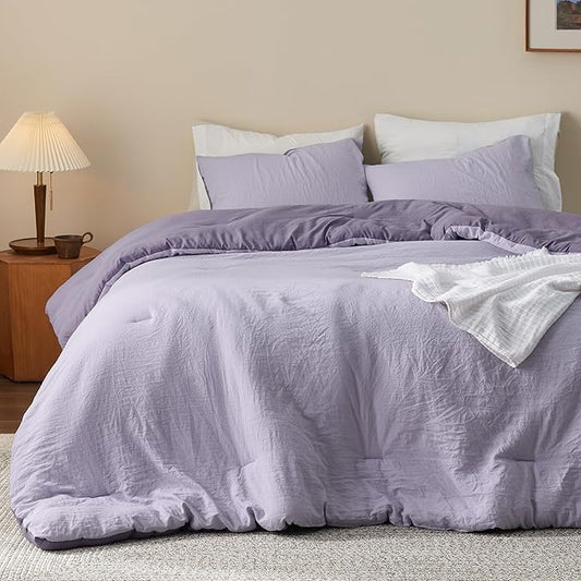 Bedsure Queen Comforter Set, Purple Lavender Soft Prewashed Bedding for All Seasons, 3 Pieces GentleSoft™ Bed Set, 1 Lightweight Comforter (90"x90") and 2 Pillowcases (20"x26")