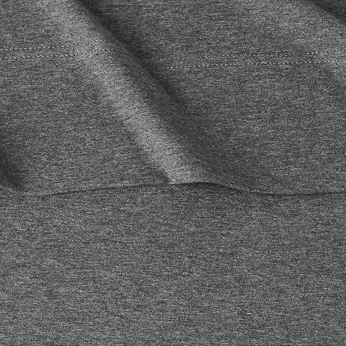 Amazon Basics Breathable, Stretchy 3 Piece Bed Sheet Set, 100% Cotton Jersey Knit, Includes Flat and Fitted Sheets, Pillowcase, Machine Washable, Twin, Dark Gray, Solid