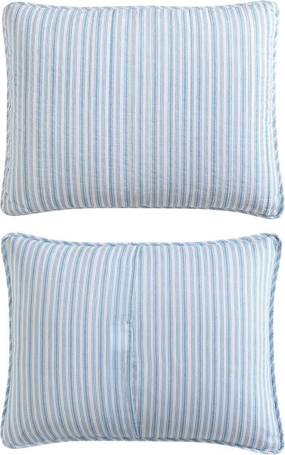 Nautica - Twin Quilt Set, Reversible Cotton Bedding with Matching Sham, Casual Home Decor for All Seasons (Coleridge Stripe Light Blue, Twin)
