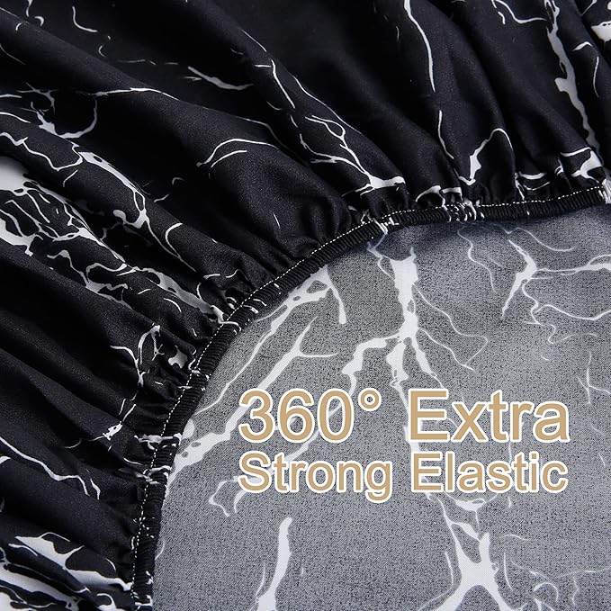 Best Season Bed Sheet Set 4 Pieces -Full Size-Soft Durable Microfiber Bedding Sheet Set,Deep Pocket,Stain,Fade & Wrinkle Resistant(Black Marble)