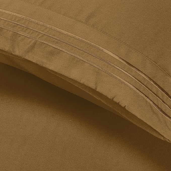 Elegant Comfort Luxury Ultra-Soft 2-Piece Pillowcase Set - 1500 Premium Hotel Quality Microfiber Double Brushed - Wrinkle Resistant, King Size, Mocha Chocolate