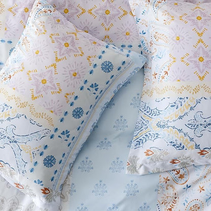 Bedsure Duvet Cover Queen Size - Reversible Vintage Floral Duvet Cover Set with Zipper Closure, 3 Pieces Winter Sky Bedding Set with 8 Corner Ties and 2 Pillow Shams 20"x26"