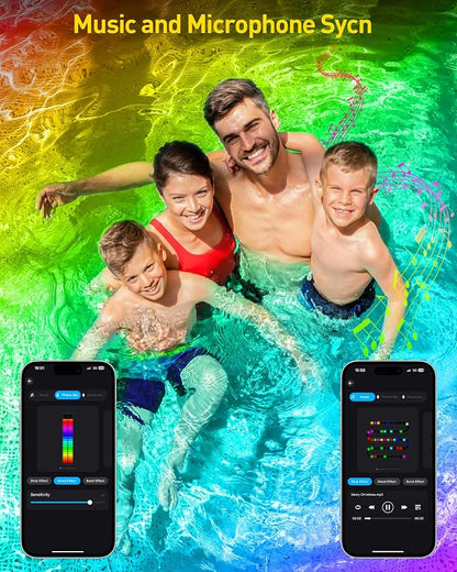 T-SUN Colored Underwater Pond Lights with APP & Remote Control 5 Pack | IP68 Waterproof Submersible Fountain Lights, Dimmable Timer Pond Lights Led Underwater for Outdoor Pond Fish Aquarium Garden