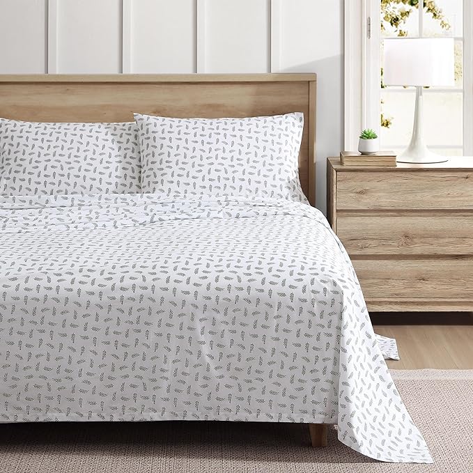 Eddie Bauer - Queen Sheets, Cotton Percale Bedding Set, Cool & Breathable Home Decor (Laurel Leaves, Queen)