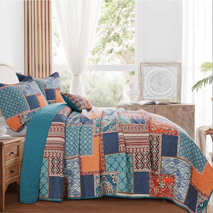BEDIFANY Cotton Queen Size Quilt Sets, Soft Lightweight Bedspread Queen Size Soft Farmhouse Queen Queen Bedding Sets for Bed Decorations for All Seasons, 3 Pieces