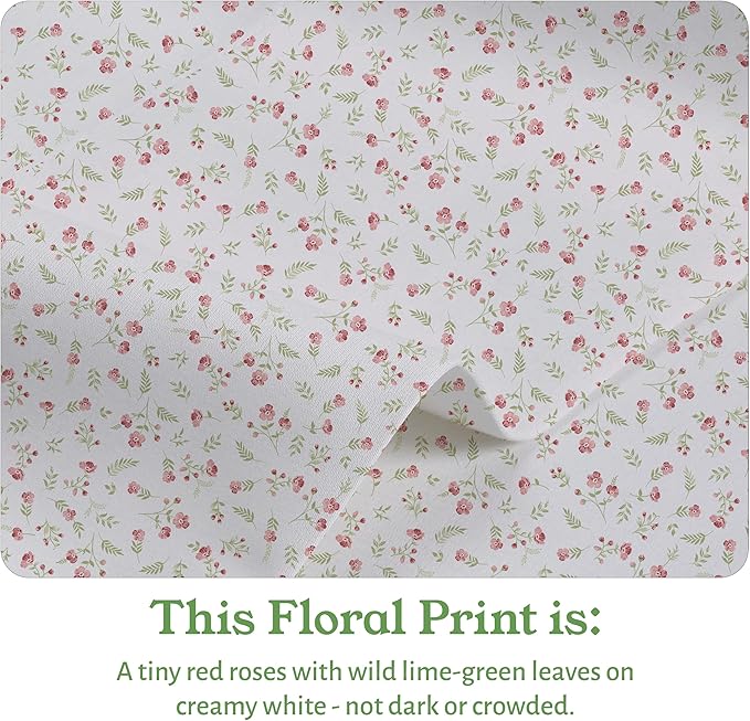 California Design Den Twin XL Floral Bed Sheet, 100% Organic Cotton Percale Sheets, Deep Pocket Twin XL Sheets & Pillowcase Set - Floral