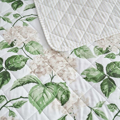 Martha Stewart - King Quilt Set, 100% Soft Cotton Floral Bedding for Year Round Comfort, 3 Piece Bed Set with Matching Pillowcases (Hydrangea Floral Beige)