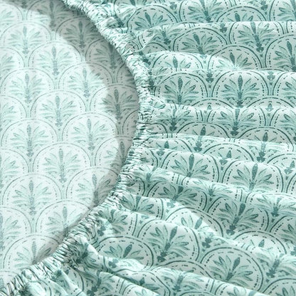 Tommy Bahama - Queen Size Sheet Set, 100% Cotton Percale Bedding with a Crisp & Cool Feel, Bed Sheets with Matching Fitted Sheet & Pillowcases (Coastal Batik Green)