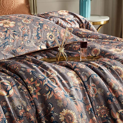 Cupocupa Duvet Cover Queen Size Set - Vintage Soft Bedding with Beautiful Boho Floral Pattern for Queen Size Bed - Comes with Matching Pillowcases for Added Elegance and Comfort