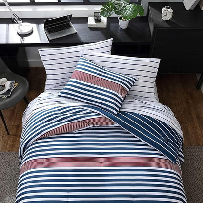 Nautica - Twin/Twin XL Comforter Set, Super Soft Woven Bedding with a Medium-Weight Feel for Year Round Use, 2 Piece Bed Set with Matching Pillowcase (Kennedy Stripe Navy)
