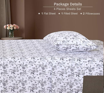 ZOYER 100% Cotton Sheets – Twin XL Size Percale Bedding, Cooling & Breathable, Durable with a Crisp, Soft & Comfortable Feel, 16" Deep Pocket, 3-Piece Set, Frozen Garden