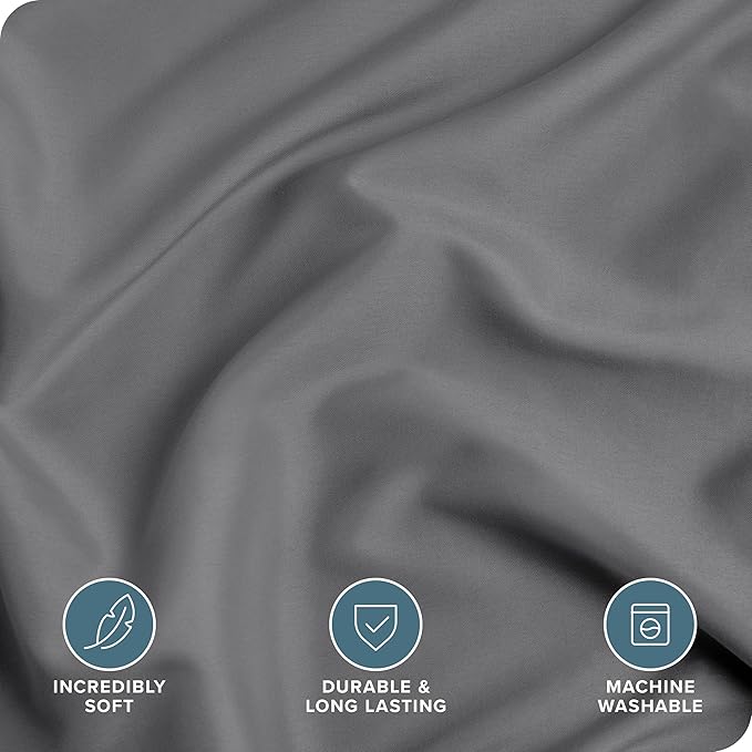 Bare Home Bedding Duvet Cover Full Size - Premium 1800 Super Soft Collection - Lightweight, Cooling - Soft Breathable Bedding Duvet Cover (Full, Grey)
