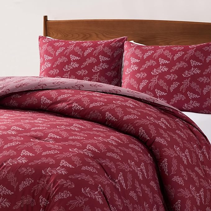 Nestl King Size Comforter Set - Mulberry Bed in a Bag King Size, 3 Pieces Reversible Bed Set, Soft Floral Bedding Set, All Season Botanical Comforters with Pillow Shams