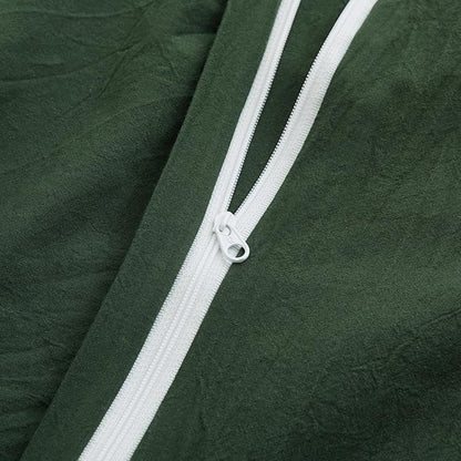 LOVQUE Bedding Duvet Cover Queen Size, 100% Washed Cotton Linen Like Natural Bedding Set with Zipper Closure (No Comforter), 90x90, Forest Green