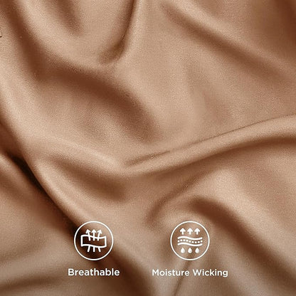 Bedsure Cooling Sheets Twin XL, Rayon Derived from Bamboo, PureWoven, Breathable & Soft Twin XL Sheet Sets, Deep Pocket Up to 16 Inches, Hotel Luxury Silky Dorm Bedding for Hot Sleepers, Khaki