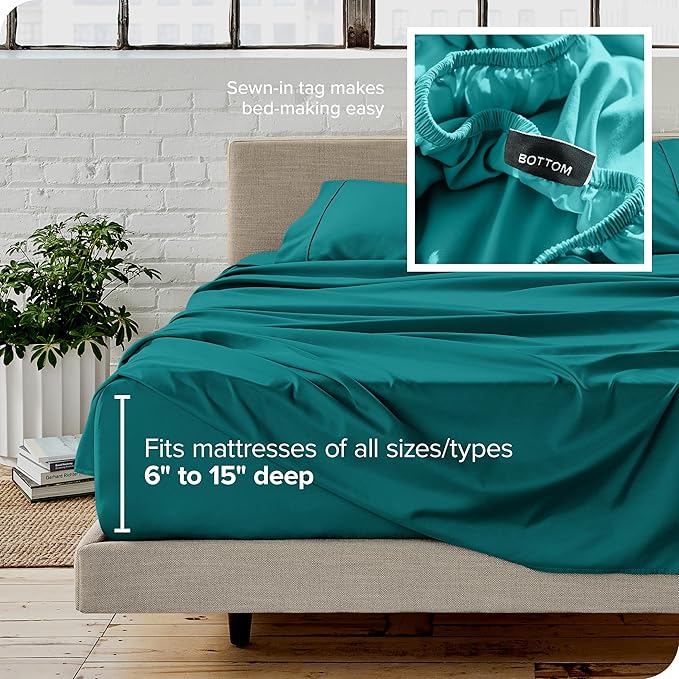 Bare Home King Sheet Set - 1800 Ultra-Soft Microfiber King Bed Sheets - Double Brushed - Deep Pockets - Easy Fit - 4 Piece Set - Bedding Sheets & Pillowcases (King, Emerald)