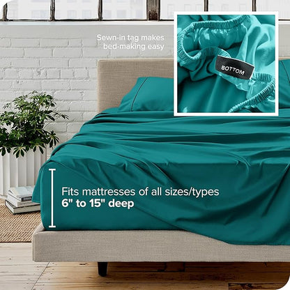Bare Home King Sheet Set - 1800 Ultra-Soft Microfiber King Bed Sheets - Double Brushed - Deep Pockets - Easy Fit - 4 Piece Set - Bedding Sheets & Pillowcases (King, Emerald)