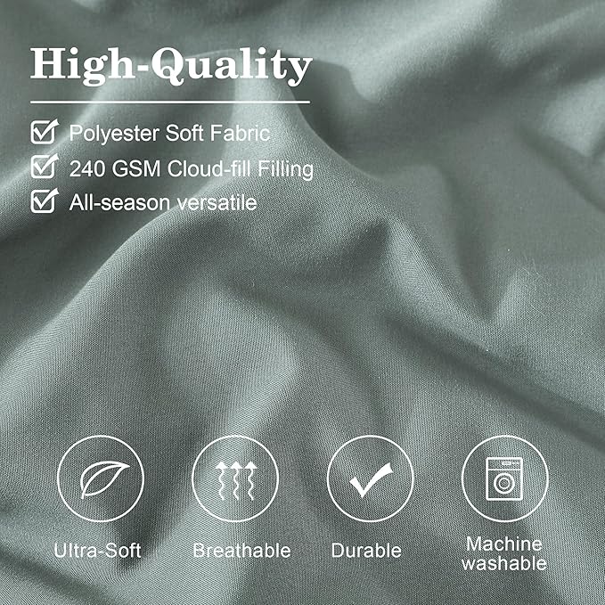 Monbix King Size Comforter Set - 7 Pieces Bed in a Bag King, Sage Green Bedding Sets with Comforter, All Seasons Comforter Bed Set with Sheets, Pillowcases & Shams