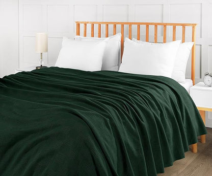 Utopia Bedding Forest Green 100% Cotton Blanket [Twin Size - 90x72 Inch] Lightweight, Soft and Breathable Thermal Blanket for All Seasons
