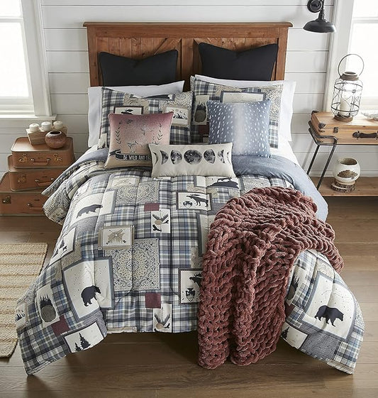 Donna Sharp King Comforter Set - 3 Piece Set - Forest Symbols - King Comforter and Two King Pillow Shams - Machine Washable