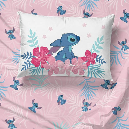 Jay Franco Disney Lilo & Stitch Twin Comforter Set, 5 Piece Bed in a Bag Includes Reversible Comforter & Sheet Set - Kids Bedding for Girls - Soft Fade Resistant Microfiber