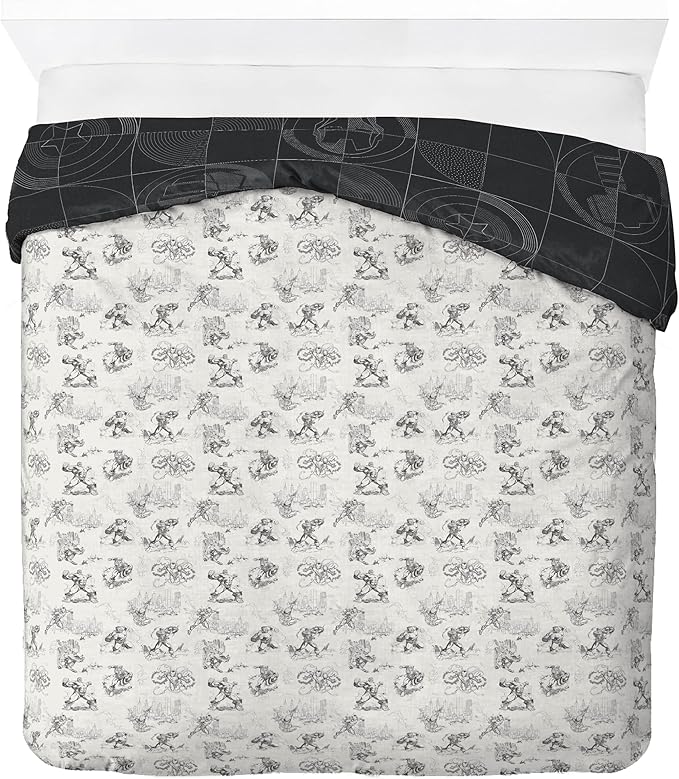 Jay Franco Kids Duvet Cover Set with Sham & Pillowcase – Ultra-Soft Bedding for Room Decor, Cover ONLY Comforter NOT Included, Black - Marvel Comics, 3 Piece Queen