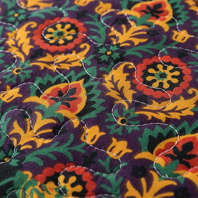 HoneiLife Quilt Sets Queen Size - 3 Pieces Microfiber Quilt Lightweight Bedspreads Wildflower Coverlets Retro Bed Cover Queen Quilt Bedding Set All Season Quilts-Pumpkin