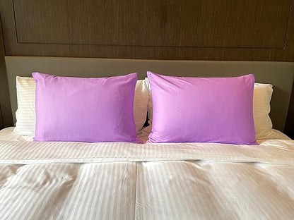 iMaylex Soft 100% Egyptian Cotton Zipper Closure Pillowcases, Cozy and Lightweight Pillow Case, Set of 2, Light Purple, Queen, 20" x 30"