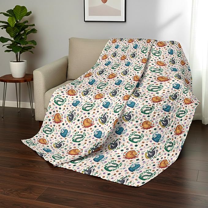 Harry Potter Botanical Crests Full/Queen Quilted Throw Blanket Adults Boys Girls, Soft Lightweight Bedding for Bed, or Couch, 90 x 90 inches