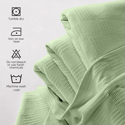 Utopia Bedding Sage Green 100% Cotton Blanket [Queen Size - 90x90 Inch] Lightweight, Soft and Breathable Thermal Blanket for All Seasons