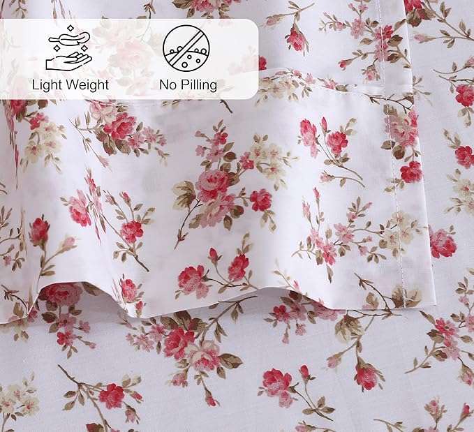 RUVANTI 100% Cotton Sheets – Twin Size Percale Bedding, Cooling & Breathable Floral Design, Durable with a Crisp, Soft & Comfortable Feel, 16" Deep Pocket, 3-Piece Set, Bouquet