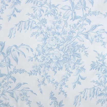 Laura Ashley- King Comforter Set, Cotton Reversible Bedding Set with Matching Sham(s), Farmhouse Home Décor (Bedford Blue, King)