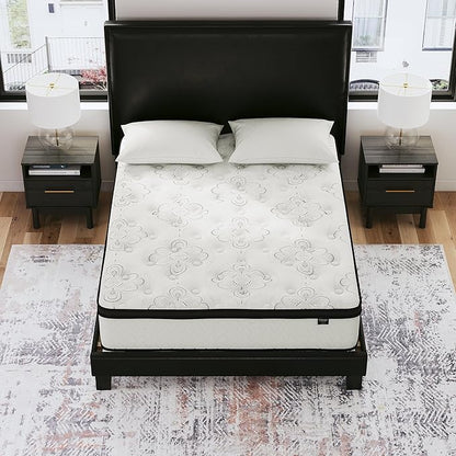 Signature Design by Ashley California King Size Chime 10 Inch Medium Firm Hybrid Mattresswith Cooling Gel Memory Foam for Pressure Relief, Fiberglass Free, Mattress In A Box