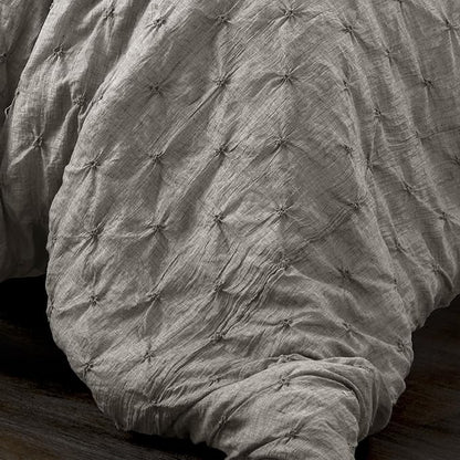 Lush Decor Ravello Pintuck Comforter Set - Luxe 5 Piece Textured Bedding Set - Traditional Glam & Farmhouse Inspired Bedroom Decor - King, Gray