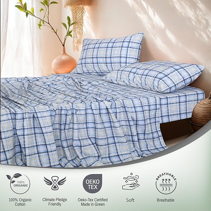 RUVANTI 100% Organic Cotton Sheets Split King, Percale Weave, GOTS Certified, 5-Piece Set, Deep Pocket 15", Crisp & Breathable, Soft Durable Bedding, Sábanas Algodón Orgánico – Pastel Print
