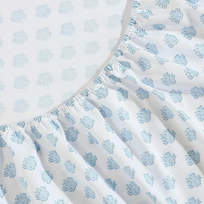Nautica - Sheet Set, Breathable & Cooling Microfiber Bedding with Matching Pillowcases, Deep Pocket, Fully Elasticized (Coastal Coral Ocean Breeze Blue, Queen)