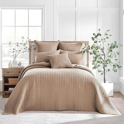 Levtex Home Mills Waffle King Bedspread Set (122x106in) with 2 Pillow Shams (36x20in) - Blush - Cotton Waffle King Size Bedspread Set - Soft, Pre-Washed