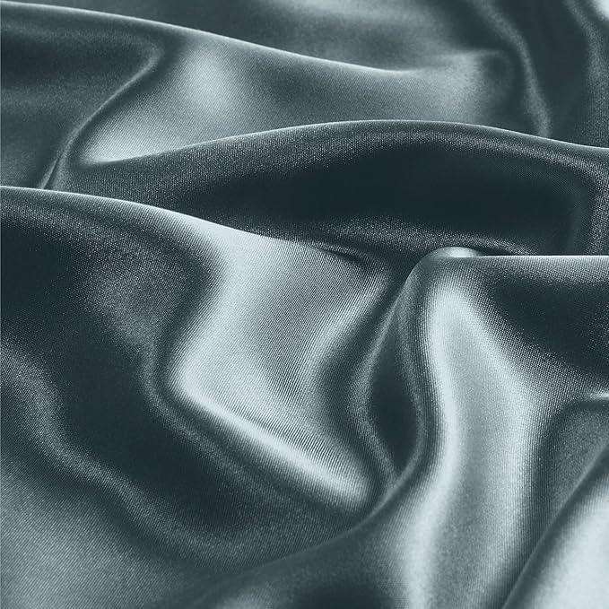 BEDELITE Satin Pillowcase with Zipper 2 Pack, Space Grey Pillow Cases Standard Size, Super Soft and Cooling Similar to Silk Pillow Cases, Gift for Women Men(20x26 Inches)